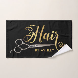 Black & Gold  Hairstylist Salon Name Hand Towel