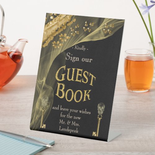 Black  Gold Halloween Skeleton Sign Guest Book