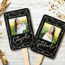 Black Gold Hand Drawn Doodle Graduation 2 Photo