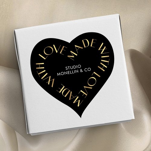 Black  Gold Handmade Product Packaging Heart Sticker