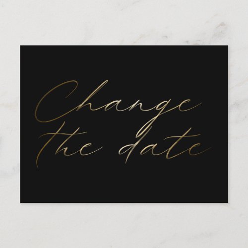 Black  Gold Handwriting Change the Date Postcard
