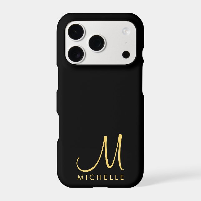 Black & Gold Handwritten Monogram Name Template Case-Mate iPhone Case (Back)