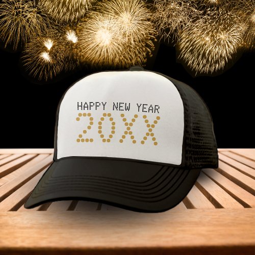 Black  Gold Happy New Year 2024 Trucker Hat