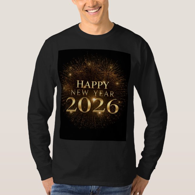 black gold happy new year long sleeve shirt (Front)