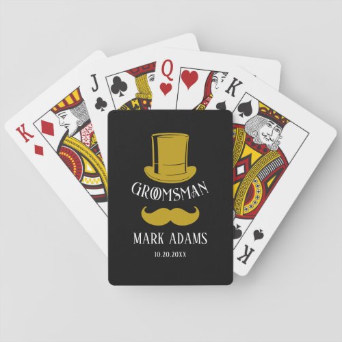 Black Gold Hat Mustache Gentleman Groomsmen Gift Playing Cards