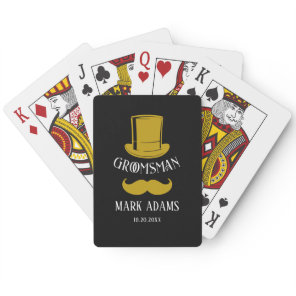Black Gold Hat Mustache Gentleman Groomsmen Gift Poker Cards