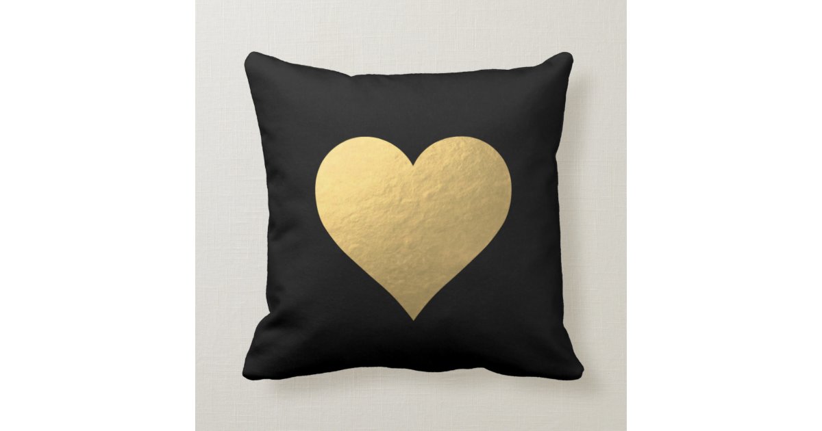 Black Gold Heart Pillow