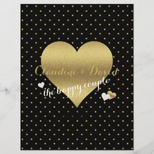 Black  Gold Heart Polka Dot Wedding Party Program