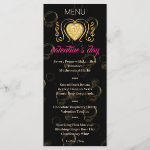 Black & Gold Heart Valentine’s Day Menu 