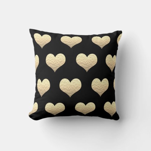 Black Gold Hearts Custom Color Weddings Valentines Throw Pillow