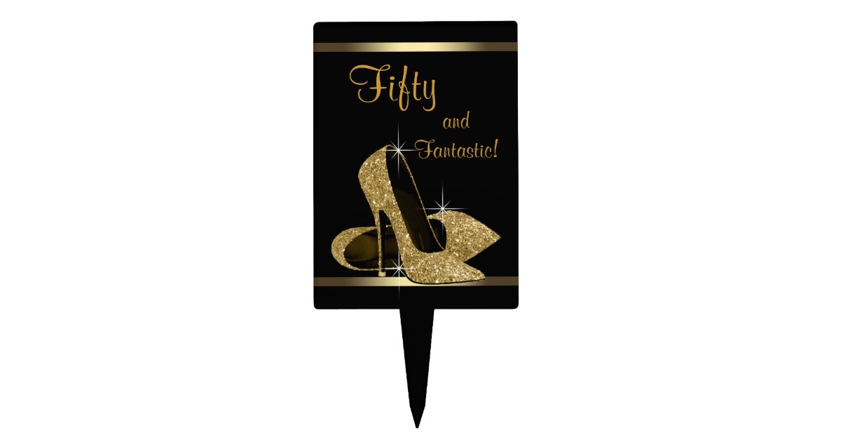 Black Gold High Heel Shoe Cake Topper Zazzle Com