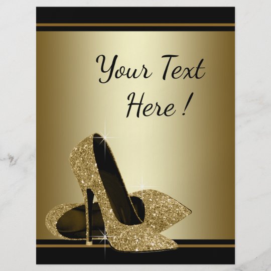 Black Gold High Heel Shoe Flyer | Zazzle.com