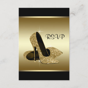 Black Gold High Heel Shoe RSVP Card