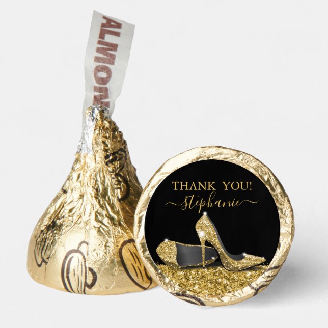 Black Gold High Heel Shoes Favor (Front)