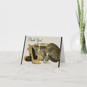 Black Gold High Heel Shoes Thank You Cards