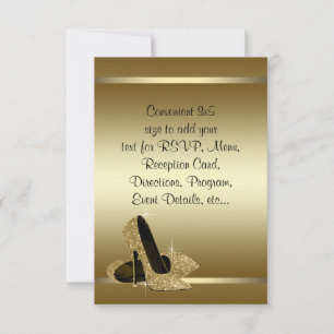 Black Gold High Heels RSVP Card