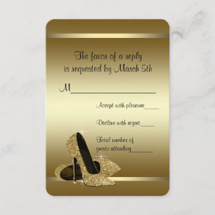Black Gold High Heels RSVP Card