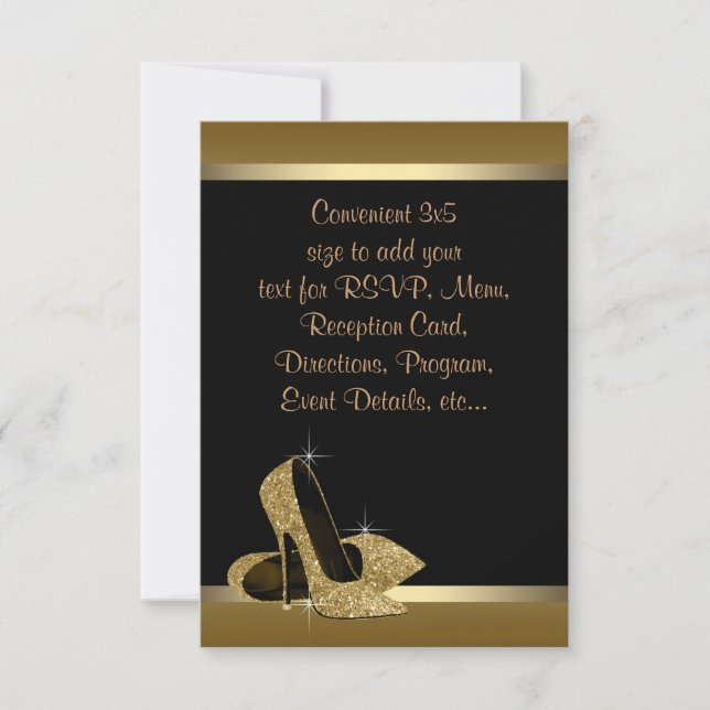 Black Gold High Heels RSVP Invitation (Front)