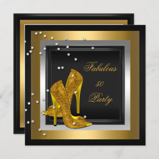 Black Gold High Heels Womans Birthday Party Invitation