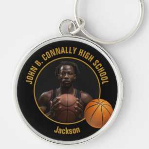 Black Gold High School Basketball Player Photo Keychain