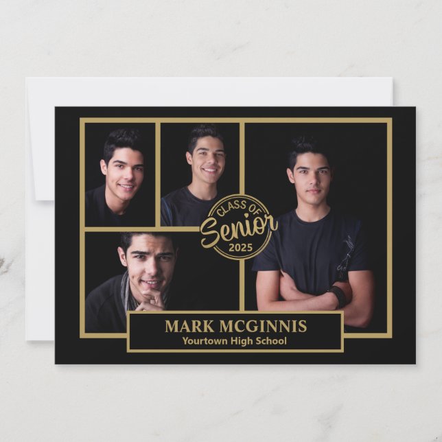 Black Gold High School Class 2024 Graduation Invitation (Front)