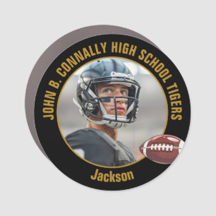 Black Gold High School Football Player Photo Car Magnet