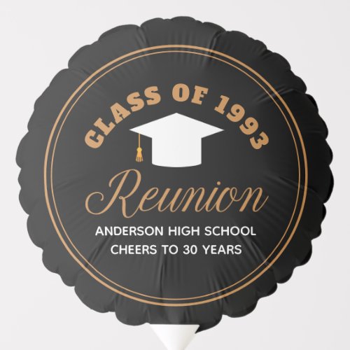 Black Gold High School Reunion Personalized Party Balloon