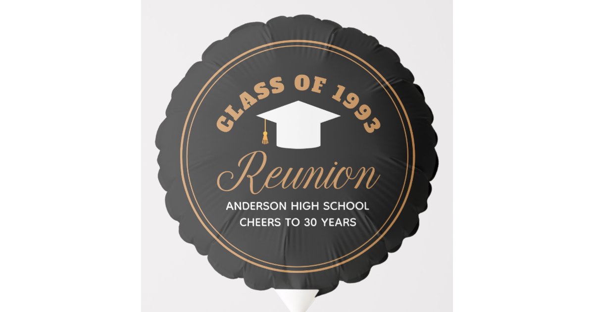 Black Gold High School Reunion Personalized Party Balloon | Zazzle