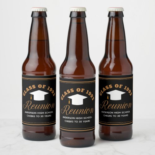 Black Gold High School Reunion Personalized Party Beer Bottle Label