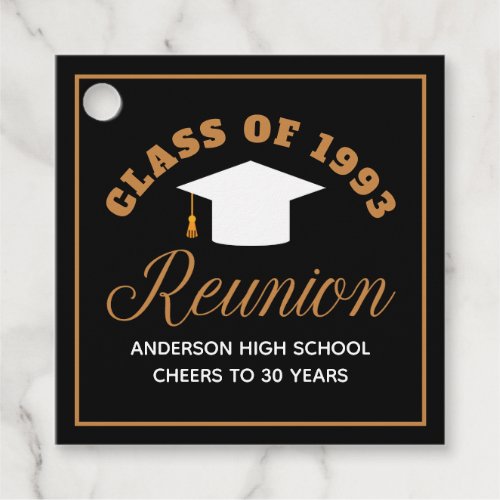 Black Gold High School Reunion Personalized Party Favor Tags