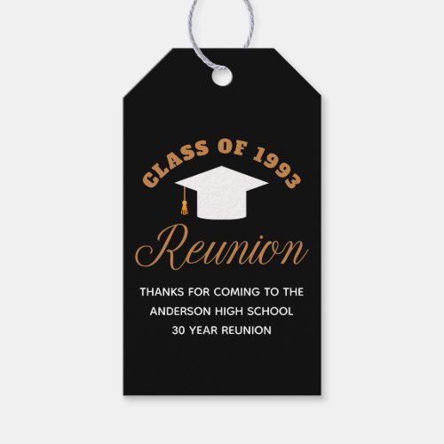 Black Gold High School Reunion Personalized Party Gift Tags