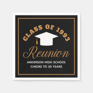 Black Gold High School Reunion Personalized Party Napkins