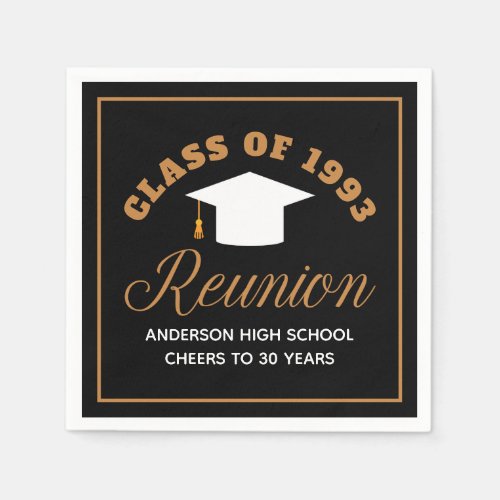 Black Gold High School Reunion Personalized Party Napkins