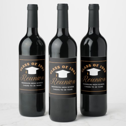 Black Gold High School Reunion Personalized Party Wine Label