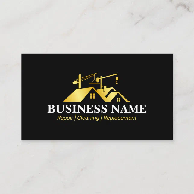 Black Gold Home Building Construction Business Card | Zazzle