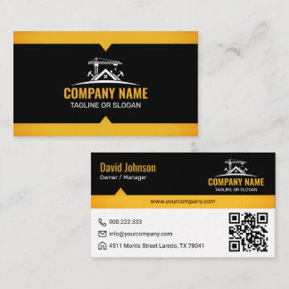Black Gold Home Building Construction Crane Business Card