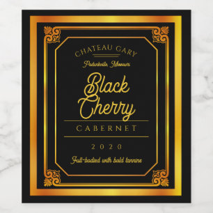 Black gold homemade wine personalized wine label