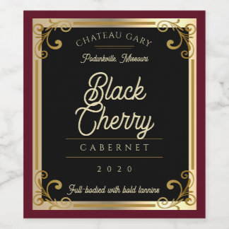 Black gold homemade wine personalized wine label