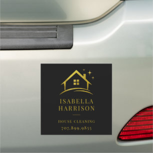 Black Gold House Cleaning Car Magnet