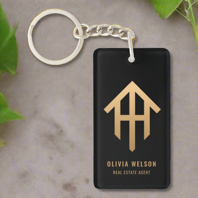 Black Gold House Logo l Promotional Real Estate Keychain (Creator Uploaded)