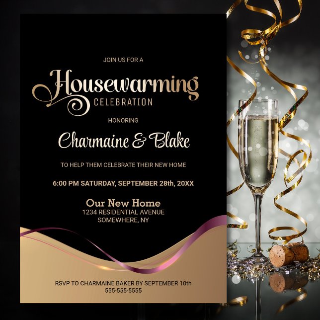 Black Gold Housewarming Party Invitation (Creator Uploaded)