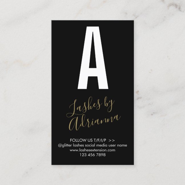 Black Gold Icon Makeup Lash Extension Aftercare Business Card