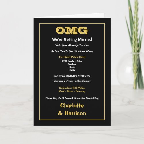 Black Gold Informal Wedding Invitation