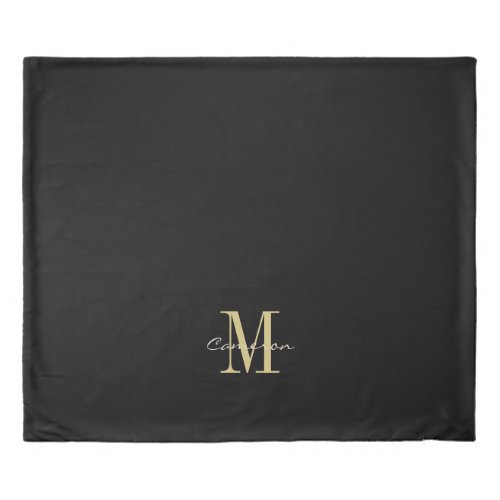  Black Gold Initial and Name Personalized Duvet Cover