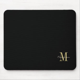 Black Gold Initial and Name Personalized Gift Mouse Pad