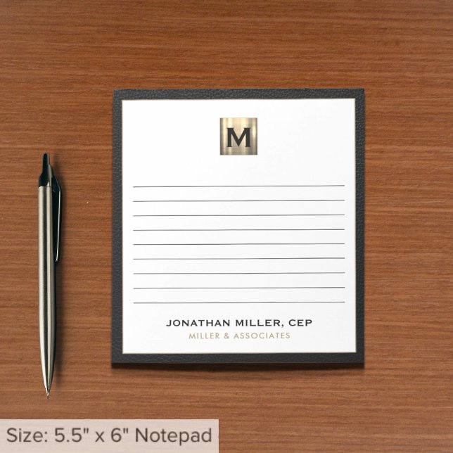 Black Gold Initial Logo Lined Notepad (Creator Uploaded)