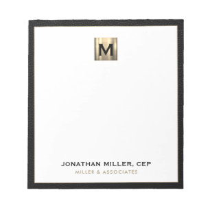 Black Gold Initial Logo Notepad
