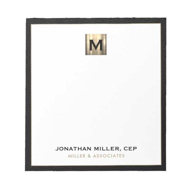 Black Gold Initial Logo Notepad (Front)