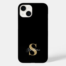 Black &amp; Gold | Initial Monogram Personalized Name Case-Mate iPhone 14 Case