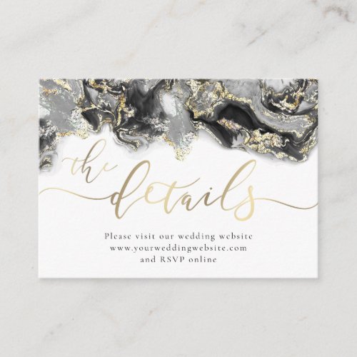 black gold ink Wedding Website Enclosure Card